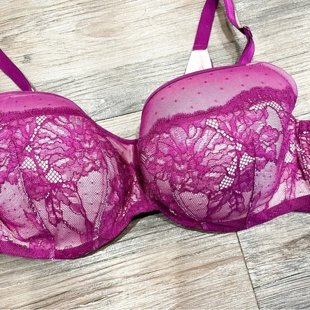 Torrid Bra Women's 46B Full Coverage Balconette Lightly Lined Purple Lace